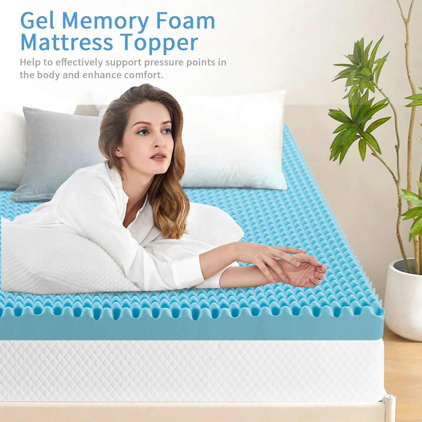 Gel-Infused Memory Foam Mattress Topper – Plush, Pressure-Relieving Tatami-Style Comfort